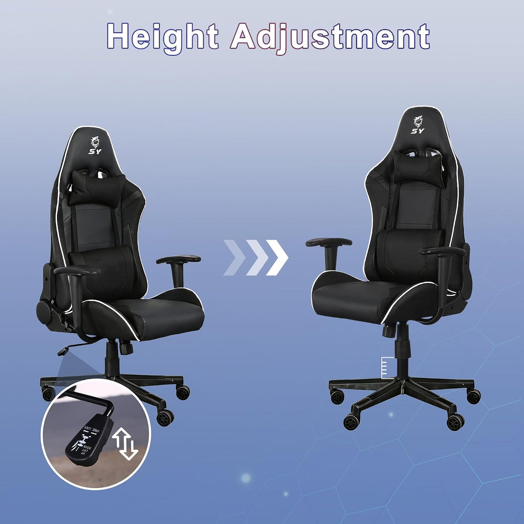 Gaming Chair,Video Game Chair with Massage Lumbar Support, Ergonomic Computer Chair Height Adjustable with Swivel Seat and Headrest