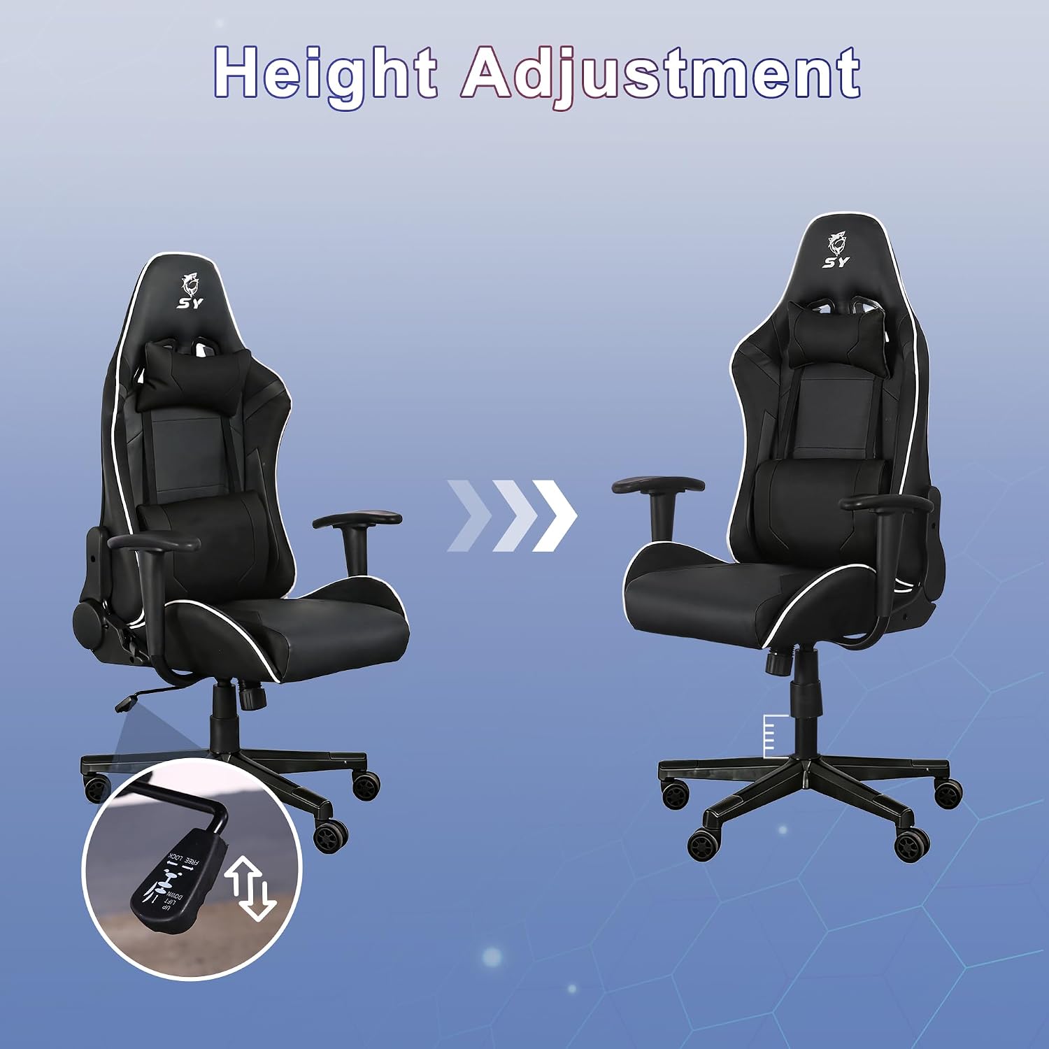 Gaming Chair,Video Game Chair with Massage Lumbar Support, Ergonomic Computer Chair Height Adjustable with Swivel Seat and Headrest