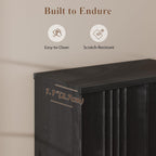 TAGELIER Fluted Buffet Cabinet with Storage, 31.5" Sideboard with Adjustable Shelves, Coffee Bar with Press-Spring Doors, Wooden Buffet Table for Kitchen, Entryway, Living Room, Black