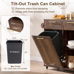 Okvnbjk 57" Rolling Kitchen Island with Storage & Drop Leaf, Walnut | Mobile Island with Trash Can Storage Cabinet, Power Outlet, Large Island Cart on Wheels with Spice & Towel Rack, Knife Holder