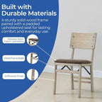 Stakmore Comfort Curve Wood Folding Chairs Set of 2, Padded Upholstered Seat, Solid Hardwood Dining & Card Table Chairs, Space Saving, No Assembly, Driftwood Frame with Bravado Aztec Fabric
