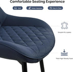 Dining Chair Set of 4, Modern Dining Chairs with Thick Cushions, Faux Leather Upholstered Kitchen Dining Room Chairs with Metal Adjustable Legs for Dining Living Room, Blue
