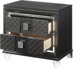 Metallic Gray Finish Nightstand, Modern Style 2-Drawer Night Stand,for Small Spaces