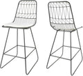 GDFStudio Christopher Knight Home Lilith Counter Stools, 26" Seats, Modern, Geometric, Gray Iron Frames with Ivory Cushion (Set of 2)