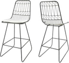 GDFStudio Christopher Knight Home Lilith Counter Stools, 26" Seats, Modern, Geometric, Gray Iron Frames with Ivory Cushion (Set of 2)