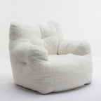Hommoo Bean Bag Chair Large Bean Bag Chair for Adults with Armrest Comfy Bean Bag Sofa with Foam Filling Fluffy Lazy Chair Soft Teddy Fabric Tufted Bean Bag for Dorm Bedroom Gaming White