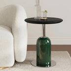 18.9'' Round End Table for Living Room, Modern Accent Side Table with Solid Wood Tabletop and Metal Base for Bedroom Nightstand Office Small Space