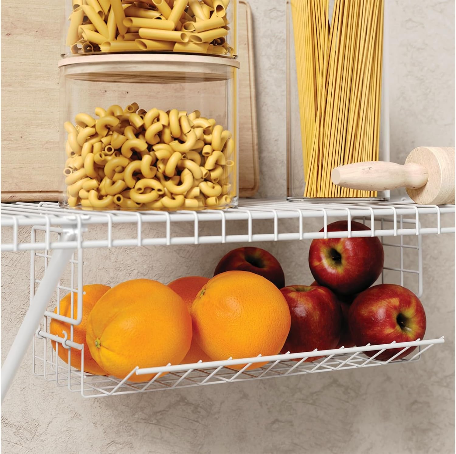 ClosetMaid Hideaway Hanging Wire Shelf for Closets, Pantries, Laundry Rooms, 6.89" H x 15.45" W x 7.78" D, White, 6-Pack