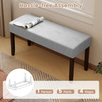 Giantex 40.5" Upholstered Entryway Bench with Padded Seat & Solid Rubber Wood Legs, Load 400Lbs, Indoor Velvet Dining Bench for Living Room, Kitchen, End of Bed, Hallway