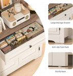 Buffet Cabinet with Storage and Drawer，Sideboard Coffee Bar with Adjustable Shelves and Doors, White Accent Cabinet Credenza Console Organizer Modern Coffee Bar for Kitchen Dining Room Living Room