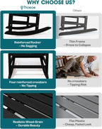 THOEOE Outdoor Rocking Chairs, Oversized Patio Rocking Chair | HDPE Outdoor Rockers for Front Porch, Patio, Backyard, Balcony and Garden. All-Weather High Back Design, Black
