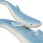 Deco 79 Polystone Whale Decorative Sculpture Swimming Mother and Baby Home Decor Statue with Yellow Accents, Accent Figurine 18" x 6" x 17", Blue