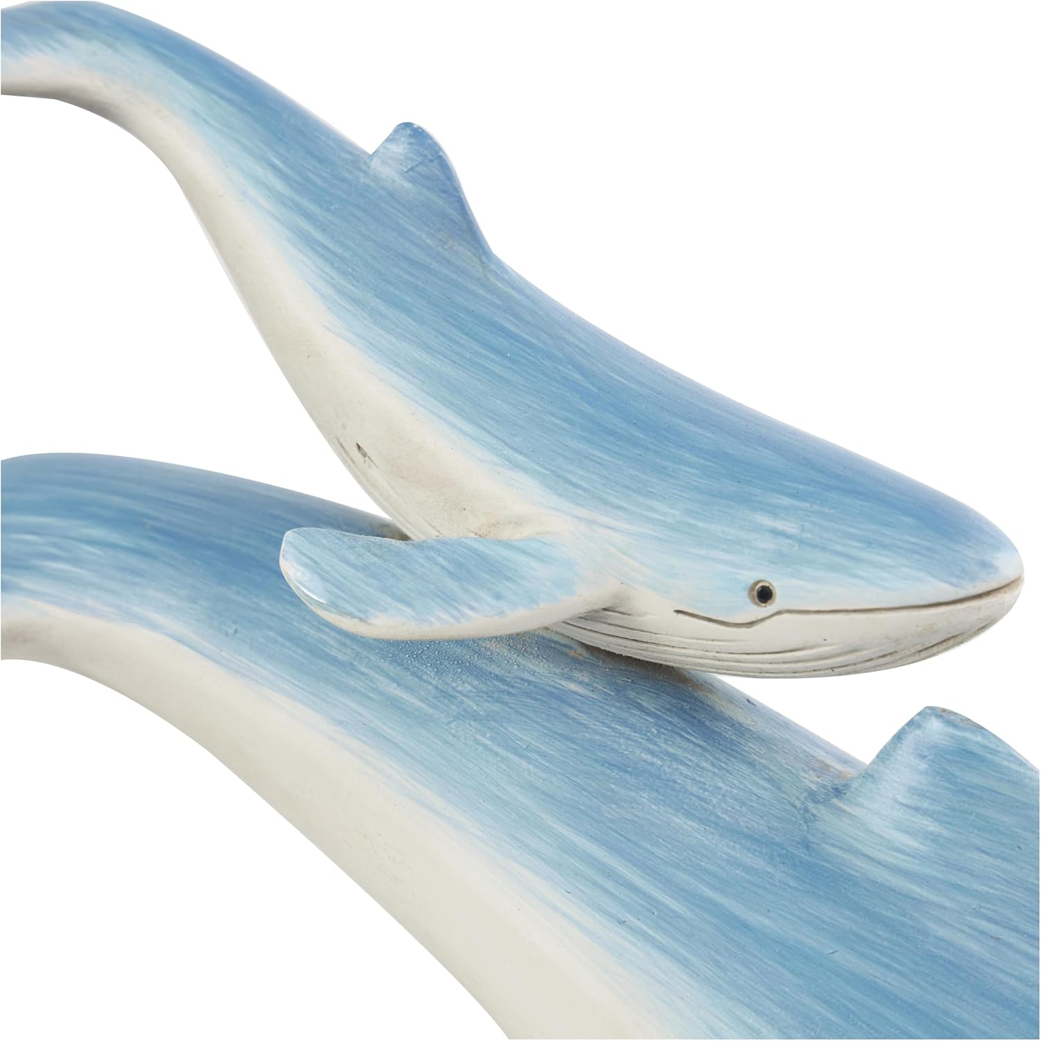 Deco 79 Polystone Whale Decorative Sculpture Swimming Mother and Baby Home Decor Statue with Yellow Accents, Accent Figurine 18" x 6" x 17", Blue