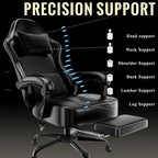 Gaming Chair, High Back Computer Chair with Pocketed Spring Cushion and Footrest, Height Adjustable Game Chair with Headrest and Lumbar Support