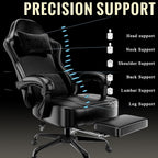 Gaming Chair with Pocket Spring Cushion and Footrest, Ergonomic Computer Chair for Adults, Breathable PU Leather Game Chair