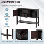 Knocbel Vintage Wood Console Table Buffet Sideboard with 4 Storage Drawers, 2 Cabinets & Bottom Shelf, Entryway Hallway Foyer Table Cupboard Coffee Bar Cabinet (Espresso 44.5")