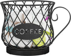YINMIT K Cup Holder Organizer, Sturdy Coffee Pod Holder Organizer, 35 Kcup Large Capacity Storage Basket for Kitchen Counter and Office Desktop (Black-Circular with Handle)
