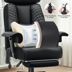 HOFFREE 500lbs Big and Tall Office Chair for Heavy People Executive Desk Chair with Adjustable Lumbar Support Comfy Wide Office Chair,Adjustable Padded Armrest,PU Leather,Black