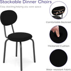 Murago Stackable Dining Chairs Set of 4, Stackable Waiting Room Chairs, Stacking Kitchen Chairs with Upholstered Back and Seat with Dense Foam Cushions, Steel Frame with 400 Lb. Capacity, Black