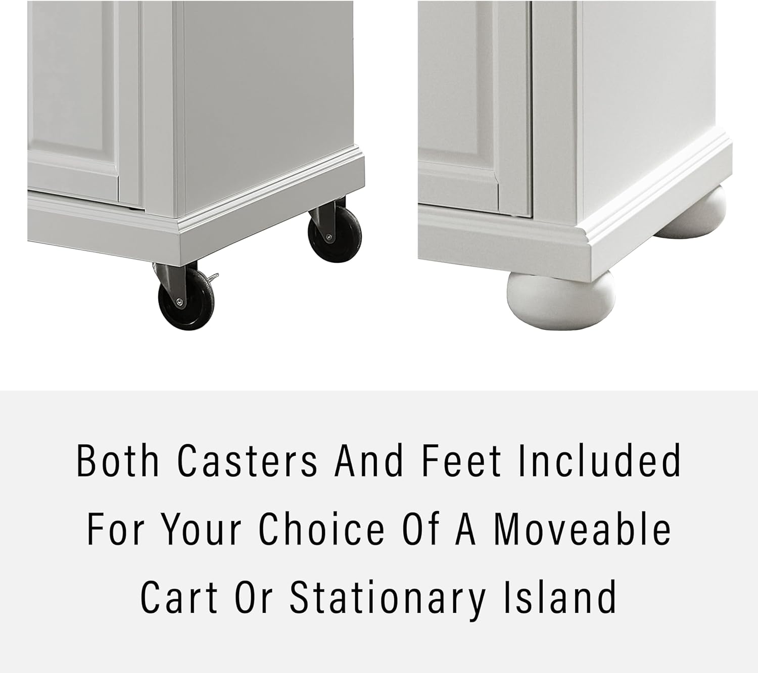 Crosley Furniture Alexandria Wood Top Rolling Kitchen Island Storage Cart, Microwave Stand, Spice Rack, White