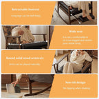 Oversized Rocking Chair with Cushion, Nursery Rocking Chair with Adjustable Footrest for Living Room, Upholstered Recliner Chair High Back with Armrests, Three-Position Adjustable Backrest for Bedroom