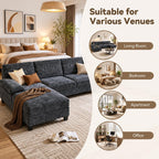 PHONEUTRIX U-Shaped Sectional Sofa with Double Chaise,Linen Fabric 4-Seat Modern Couch, Removable Pillows for Apartment Living Room