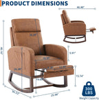GarveeLife Nursery Rocking Chair,300lb Glider Chair with Solid Wood Legs/Two Side Pockets,PU Upholstered Glider Rocker with Footrest High Backrest for Living Room/Bedroom/Nursery