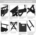 OmySalon 26" H Tall Directors Chair, Wooden Portable Folding Makeup Chair w/Storage Pouch & Footrest, Professional for Salon/Events/Mobile Services, 250lb Capacity, Black Canvas