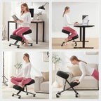 Kneeling Chair Office Chairs for Home Comfy Office Chair Adjustable Height Armless Office Chairs with Wheels Work Chair Black Without backrest