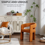 Modern Sherpa Barrel Dining Chair, Upholstered Accent Chair with Curved Back Comfy Side Chair Lounge Armchair for Kitchen Dining Room Living Room Reception, Terracotta