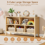 ONBRILL Montessori Shelf, 5 Cube Toy Storage Organizer with Wave Design, Safe Wooden Kid Toy Organizer Cabinet, Kids Bookshelf & Bookcase for Nursery Kids Room Playroom Bedroom Living Room Nursery