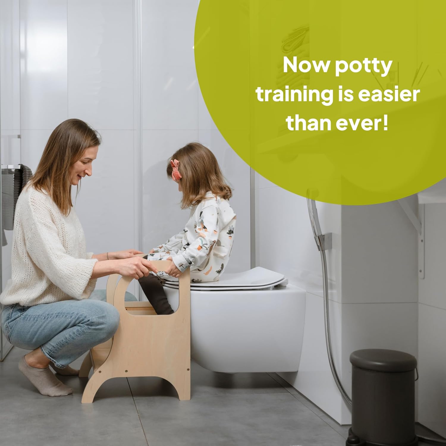 Ette Tete MIIMO • Adjustable Height Toodler Step Stool • Potty Training Toilet Stool (Mocha)