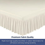 King Size Ruffled Bed Skirt - 16 inch Drop Dust Ruffle Bedskirt with Split Corners, Easy Fit Platform Design Bed Skirts, Three-Sided Coverage, Microfiber Bedskirts, Ivory