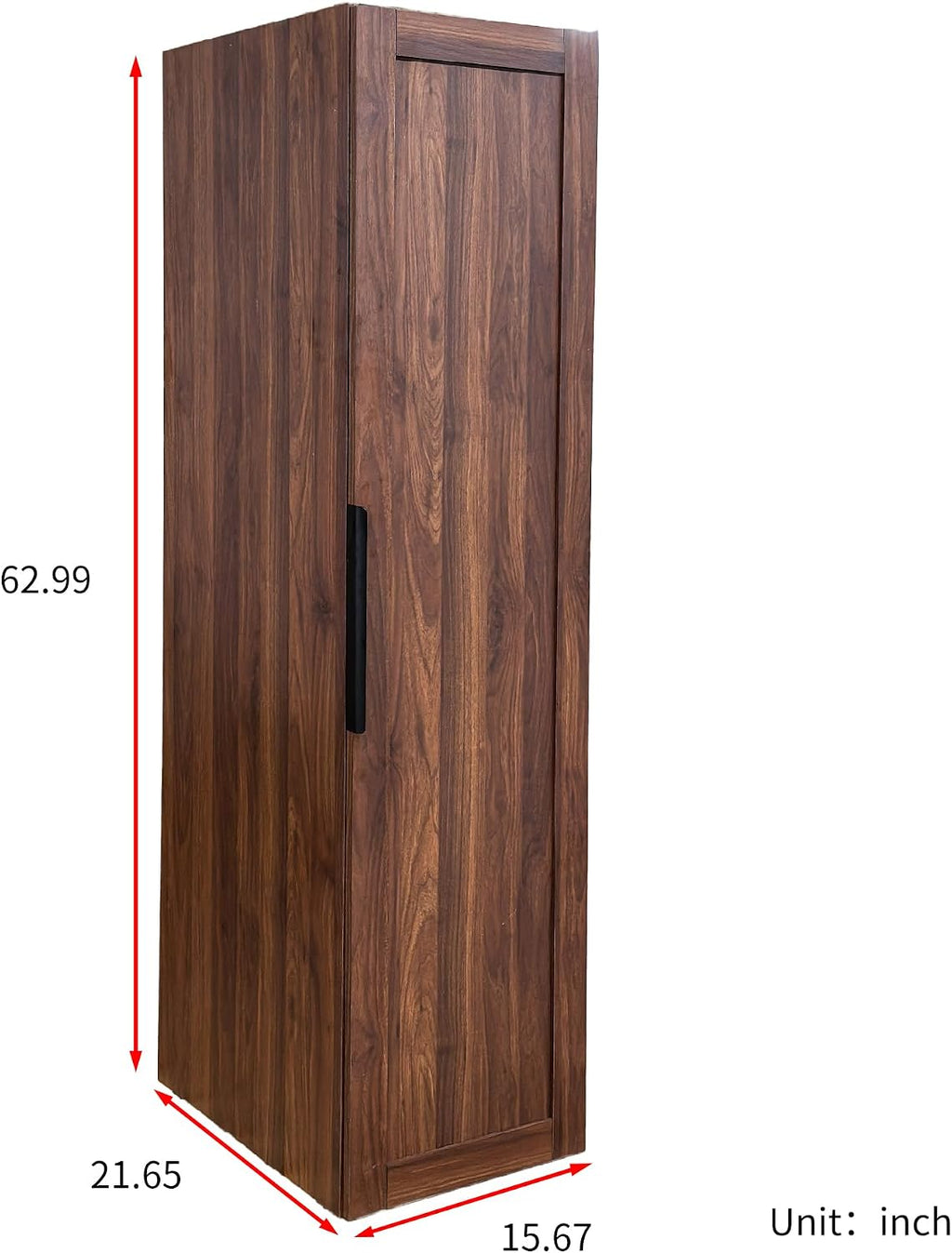 Kitchen Pantry Storage Cabinet, 63" Single Door Buffet Cupboard Sideboard with Shelves & Cabinet Door Organizers, Space-Saving Freestanding Storage Floor Cabinet for Kitchen, Dining Room, Walnut