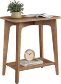 VASAGLE MAEZO Collection - Side Table, 2-Tier Small Rectangular End Table, 11.8 x 18.9 x 21.8 Inches, Nightstand with Tapered Legs, Curved Transitions, for Small Spaces, Honey Brown ULET332K01
