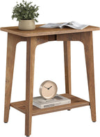 VASAGLE MAEZO Collection - Side Table, 2-Tier Small Rectangular End Table, 11.8 x 18.9 x 21.8 Inches, Nightstand with Tapered Legs, Curved Transitions, for Small Spaces, Honey Brown ULET332K01