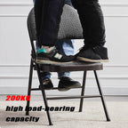 Foldable Chair-Metal Folding Chairs Stools -Portable Commercial Event Seat -Cloth Seats,Scratch Resistant,Ergonomic,42cm seat Height(Khaki)