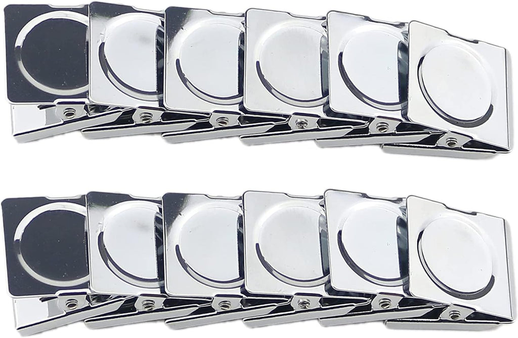 Ogrmar Metal Clip 1.2"-12 Pack Refrigerator Whiteboard Wall Magnetic Memo Metal Clip (1.2")