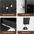 Letaya Metal Armoire Wardrobe Closet with 2 Drawers,18" Deep Clothing Storage Cabinet with Doors and Shelves,Coat Closet with Hanging Rod,Bedroom,Home,Cloak Room-Black