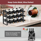 Stackable Wine Rack Countertop, 12 Bottles Wine Bottle Holder for Inside Cabinet, Small Tabletop Wine Holder Stand for Pantry Bar, 3-Tier Angle Adjustable Wine Bottle Rack for Tight Spaces