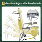 Aluminum Beach Chair Oxford Fabric 100kg Capacity Khaki | Seat Height 20.1 cm, 19.7" x 16.5" Seat, Silver Aluminum Frame, Lightweight Portable, Outdoor Use