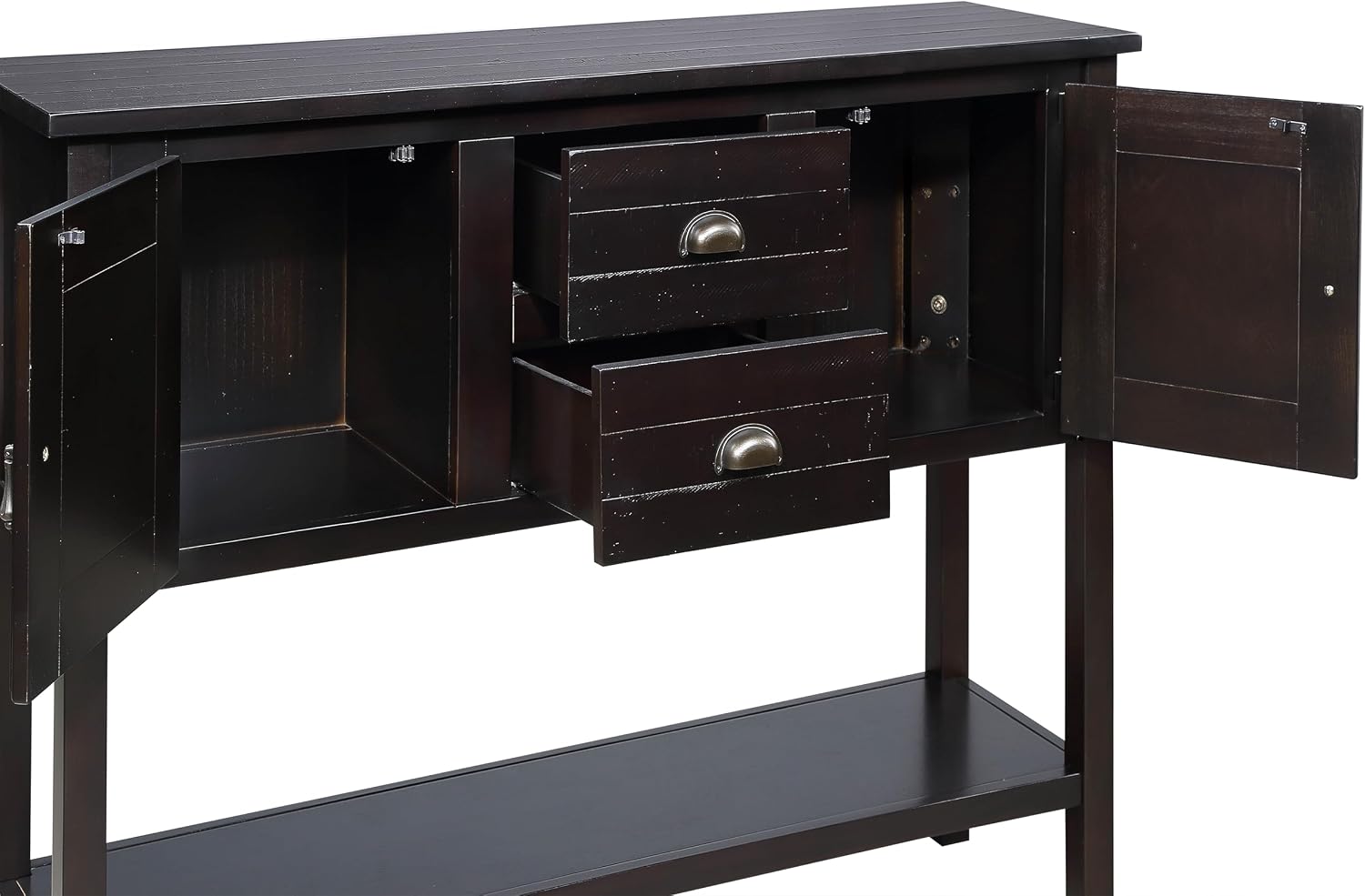Knocbel Farmhouse 48 Inches Long Console Table for Entryway, Entry Hallway Foyer Wooden Cabinet Buffet Sideboard with 2 Storage Drawers, 2 Doors and Lower Shelf (Espresso)