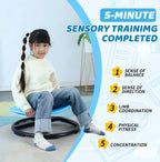 Sensory Spinning Chair for Kids, Autistic Childs Swivel Chair, Sit and Spin Toy, Training Body Coordination, Metal Base Non-Slip Indoor and Outdoor Activity Spins Toys (Round-Blue)