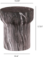 16" Weatherproof Side Table, End Table with Modern Geometry, Accent Table with Faux Terrazzo for Patio and Indoor Spaces, Marble