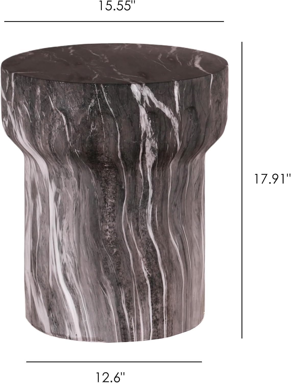 16" Weatherproof Side Table, End Table with Modern Geometry, Accent Table with Faux Terrazzo for Patio and Indoor Spaces, Marble