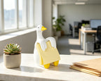 Silly Goose Pop-up Sticky Note Dispenser, Includes 1 Pad of 3x3 in Super Sticky Notes, 100 Sheets, Resin Cute Handmade Desk Holder for Office & Home, Funny Goose Desk Decorations-Yellow