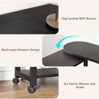 Towallmark 360° Free Rotating Sofa Side Table, End Table with Charging Station on 6 Lockable Swivel Wheels, Movable Bedside Nightstand with Storage Bag for Living Room, Bedroom, Sofa Side Desk