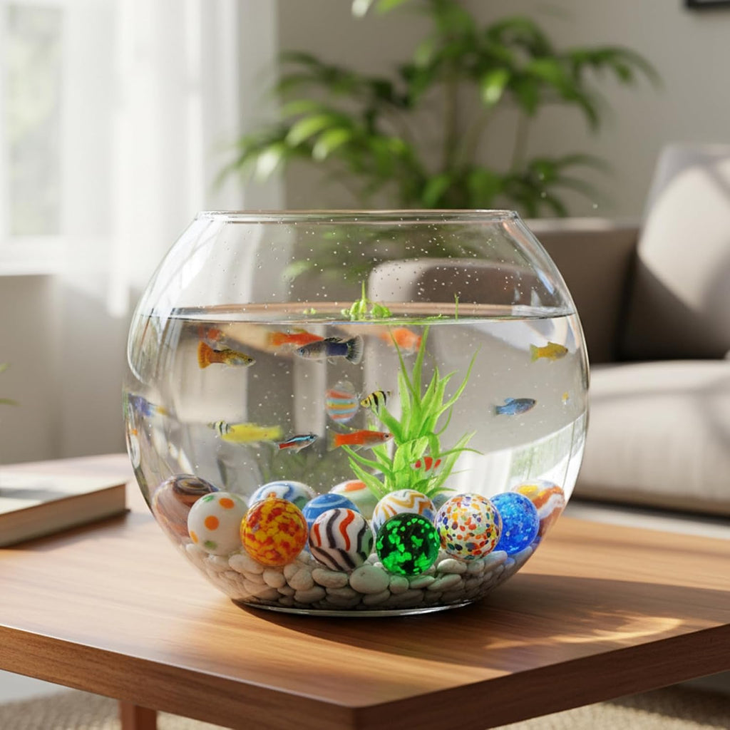 MCPINKY 36PCS Glass Marbles, Including 5 Glow in The Dark Marbles for Vase Filler, Fish Tank, Table Scatter Decoration