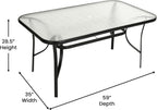 Flash Furniture Tory Rectangle Patio Table with Umbrella Hole, Commercial All-Weather Table with Heat Resistant Tempered Glass, Steel Tube Frame, 35x 59, Black