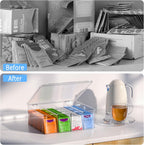 Tea Bags Organizer with Lid: Tea Bag Holder - Clear Stackable Tea Bag Storage Box with Adjustable Compartments for Tea Bags, Coffee Bar, Pantry & Kitchen Counter (Large)